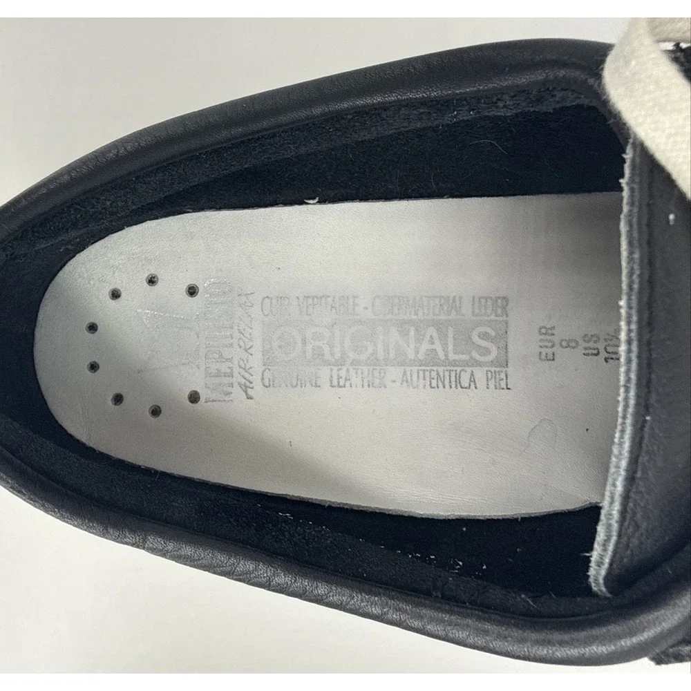 Mephisto Original Boat Shoe Women's 10.5 Black Leather Cream Lug Sole Portugal